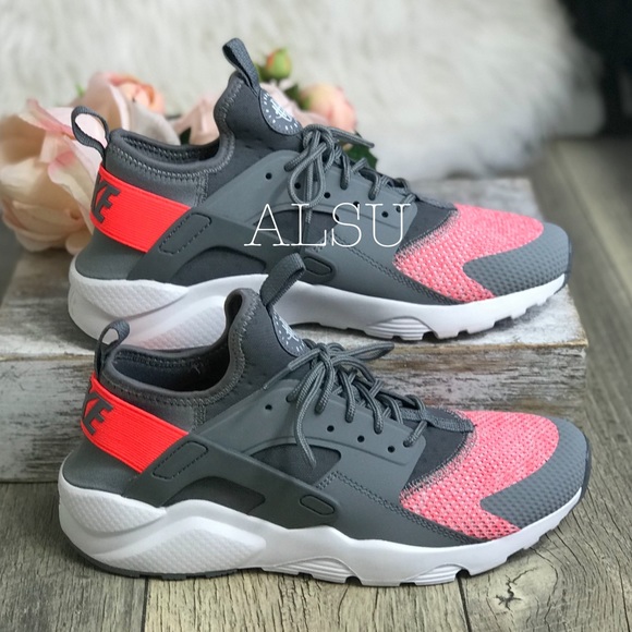 Nike | Shoes | Nike Air Huarache Run Ultra Gs Cool Grey Hotpunch | Poshmark